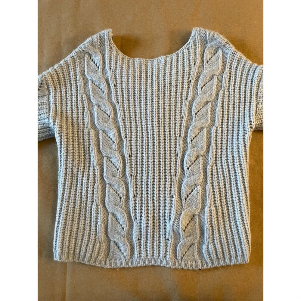 Anthropologie Sweater Size Small Blue Cable Chunky Knit Long Sleeve